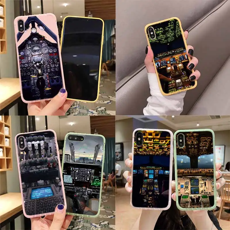 Aircraft Airplane Cockpit Fashionable Trolley Suitcase Texture Phone Case For IPhone 11 Pro Max X XS MAX 8 7 6S Plus | Мобильные