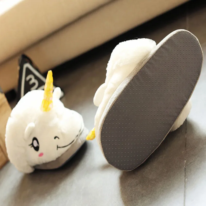 winter Unicorn Slippers Women Plush Home Shoes Soft Cute Warm Cotton Foot Warmer Size Unisex Kids Novelty Indoor Slippers