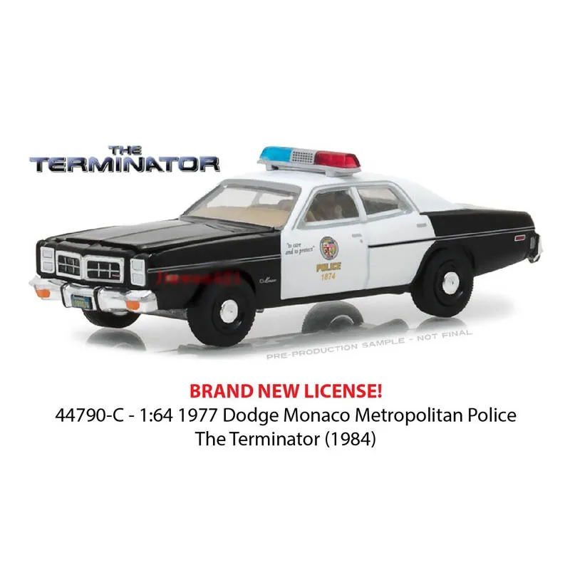 1/64 1977 Dodge Monaco Metropolitan Police Терминатор игрушечные машины сплав коллекция классические литые игрушки автомобиль