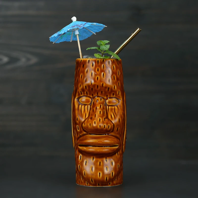 Tiki Mugs 500ml Hawaii Tiki Mugs Cocktail Cup Beer Beverage Mug Wine Mug Ceramic Tiki Mugs