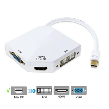 

3-in-1 Mini DP to HDMI DVI VGA Adapter 1080p DP Converter for PC Computer NC99