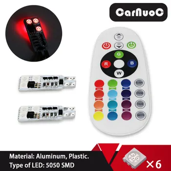 

2 Pcs Car Reading Wedge Side Light T10 LED RGB 5050 Bulb Canbus For Renault Megane 2 3 Duster Clio Laguna Megane Logan Captur