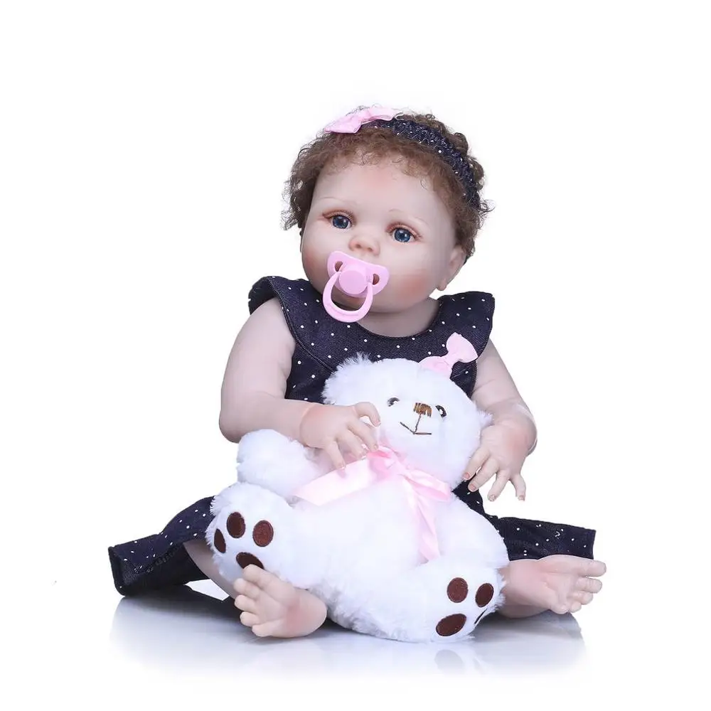 55/56 см Kawaii реалистичные силиконовые куклы для новорожденных девочек, одежда для младенцев, настоящие детские куклы, лучший подарок - Цвет: 56cm