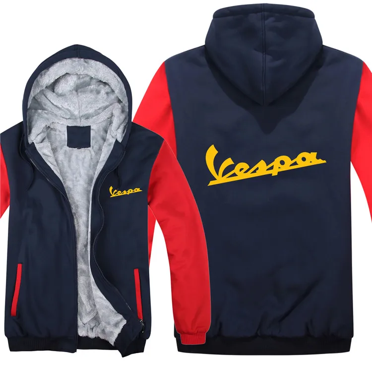 as picture Vespa толстовки куртка зимняя мужская повседневная шерстяная подкладка флисовая Vespa скутер толстовки пуловер с капюшоном - Цвет: as picture