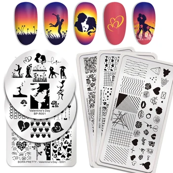 

BORN PRETTY Rectangle Nail Stamping Plates Flower Heart Nail Designs Image Stencils Nail Art Stamping Template Stainless Steel