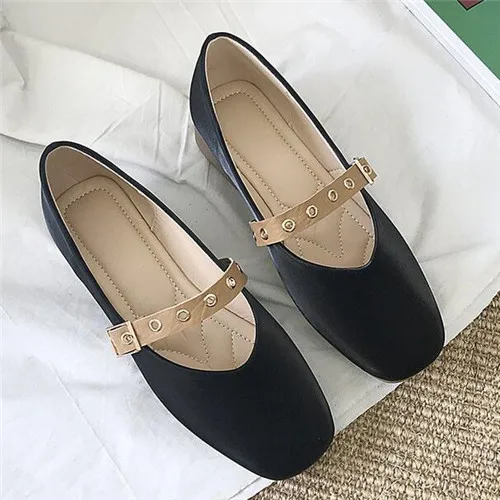 

Mhysa 2019 New Spring Women Solid Color Suede Flats Fashion High Quality Basic Square head Buckle Flat Slip On Shoes L570