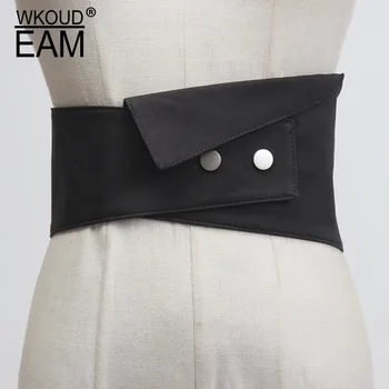 

WKOUD EAM 2020 New Solid Color Irregular Adjustable Twill Fabric Corset Belt Women Fashion Wide Belt Female Trendy Belts PF714