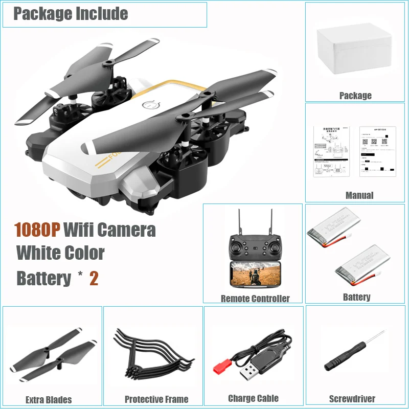Bat 2 White 1080P Мини Дрон с 4K HD камерой Wi-Fi FPV складной Радиоуправляемый Дрон Функция удержания высоты вертолет долгое время Летающий Квадрокоптер, Дрон игрушки - Цвет: Bat 2 White 1080P