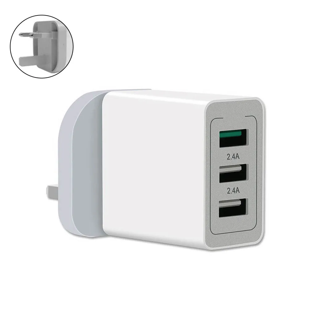 UK Plug QC 3,0 настенное зарядное устройство Быстрая зарядка 3 порта USB адаптер питания US/EU/UK Plug PUO88 - Цвет: UK Plug