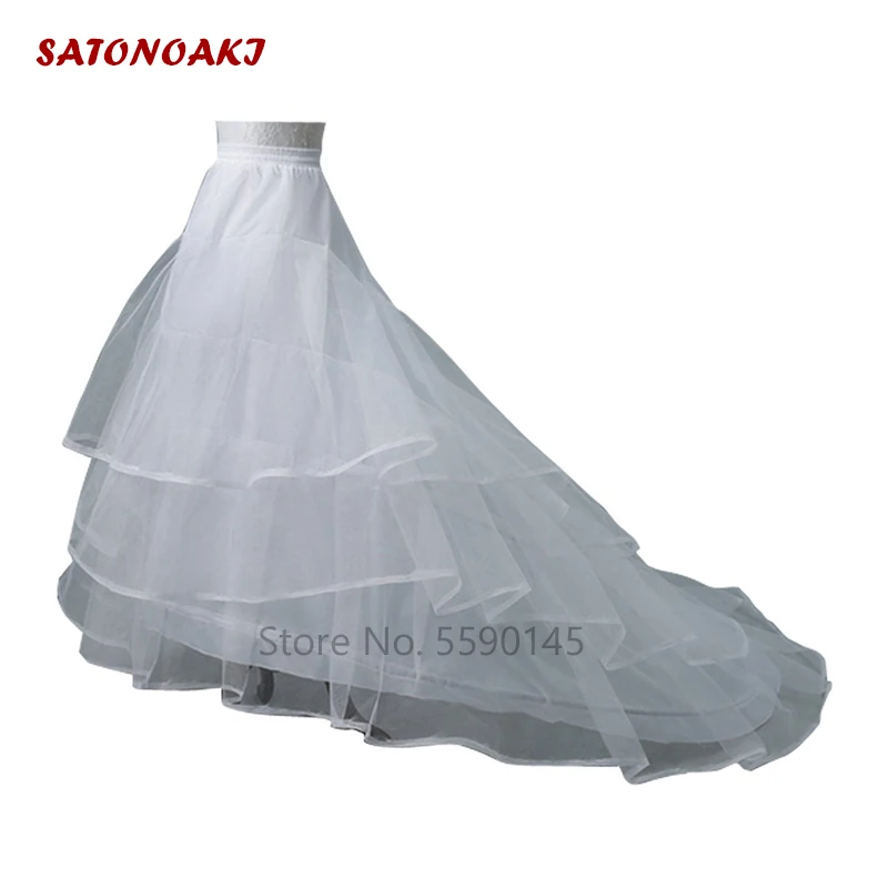 

White or black Petticoat For Wedding Dresses Long Tail Two Crinoline Three Layers Yarn Wedding Accessories Bridal Petticoats