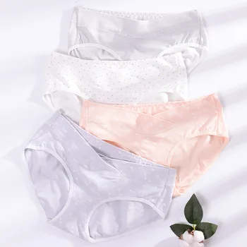 

4Pcs/lot Fashion Sexy Elastic Pregnant Women Underpants Low Waist Cotton Underwear Abdominal Support Shorts U-Shaped Panties