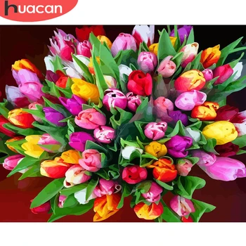 

HUACAN Oil Painting By Numbers Flower Drawing On Canvas Gift DIY Pictures By Number Flowers Hand Painted Paintings Home Decor