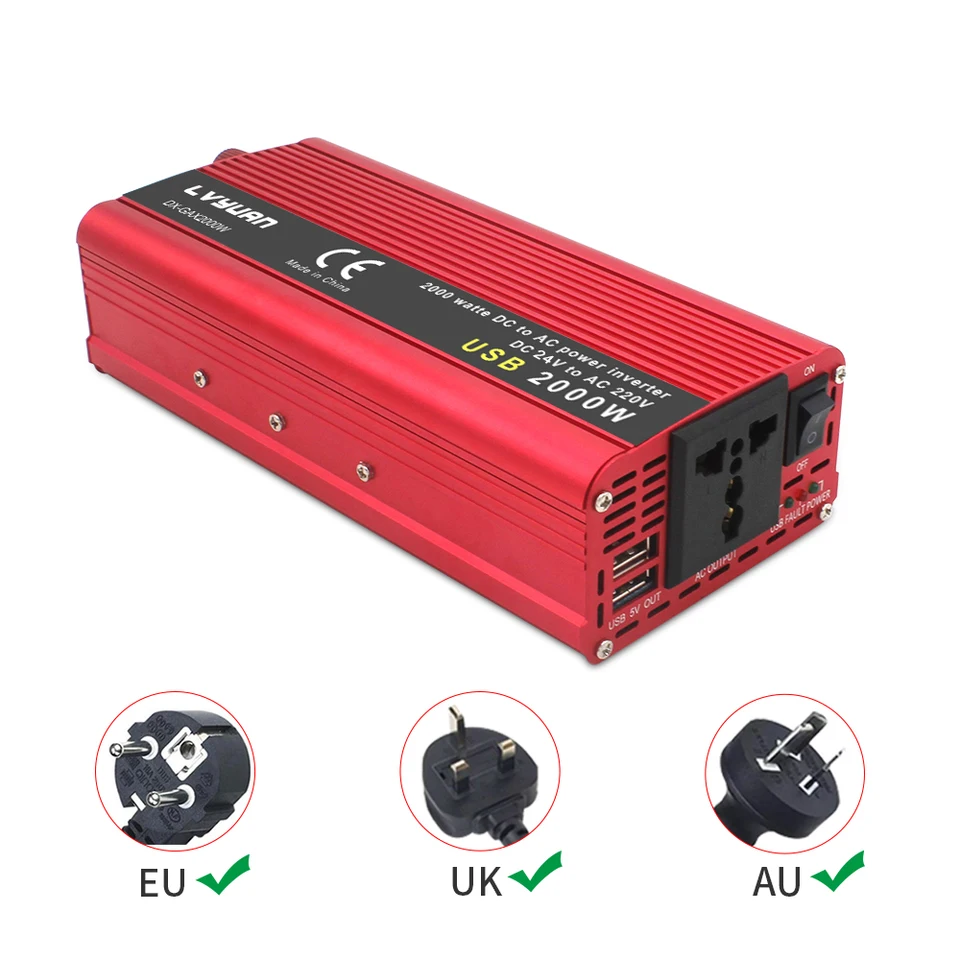 Convertisseur Pur Sinus 1500W DC 12V à AC 220V/230V Onduleur