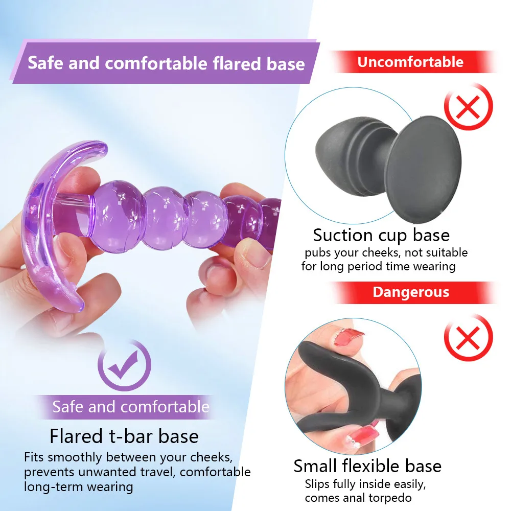 1Pc Silicone Suction Cup Penis Crystal Jelly Dildo Anal Dildo Couple Male Prostate Massager Anal Beads Plug G-Spot Butt Plug Toy 4
