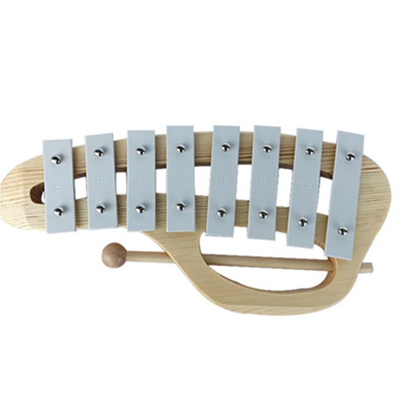 Ручной стук ксилофон Glockenspiel с молотками 8 тонов алюминиевый лист деревянный музыкальный инструмент дошкольные Развивающие игрушки для Ki