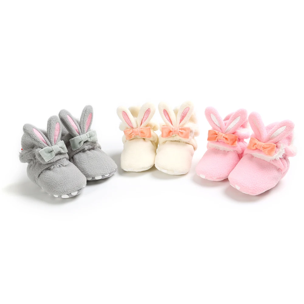 Детские зимние ботинки для новорожденных мальчиков и девочек, зимние теплые ботинки с мягкой подошвой, ботинки для малышей с кроликом и бархатом