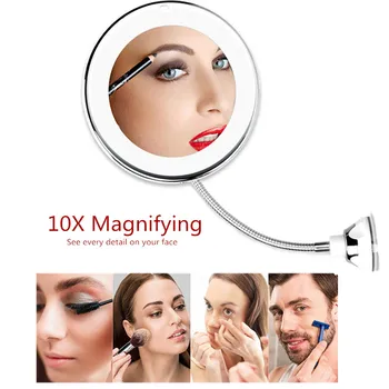 

Cosmetic Mirror Suction Mirror LED 10X Magnifying Flexible Adjustable Makeup Mirror No Color Difference LED Magnifier Delicate