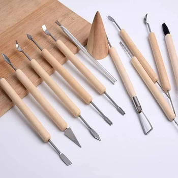 

Art Supplies 11-piece Carving Tool-DIY Wooden Handle Ceramic Tool Beginner Professional Arts And Crafts, Home School Use