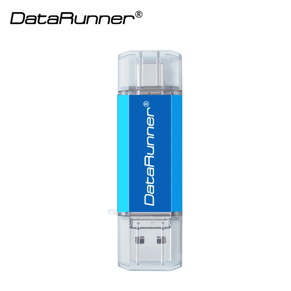 DataRunner USB флэш-накопитель 3 в 1 USB3.0& type-C& Micro USB OTG флеш-накопитель 16 ГБ 32 ГБ 64 Гб 128 ГБ 256 ГБ Флешка USB карта памяти - Цвет: Синий