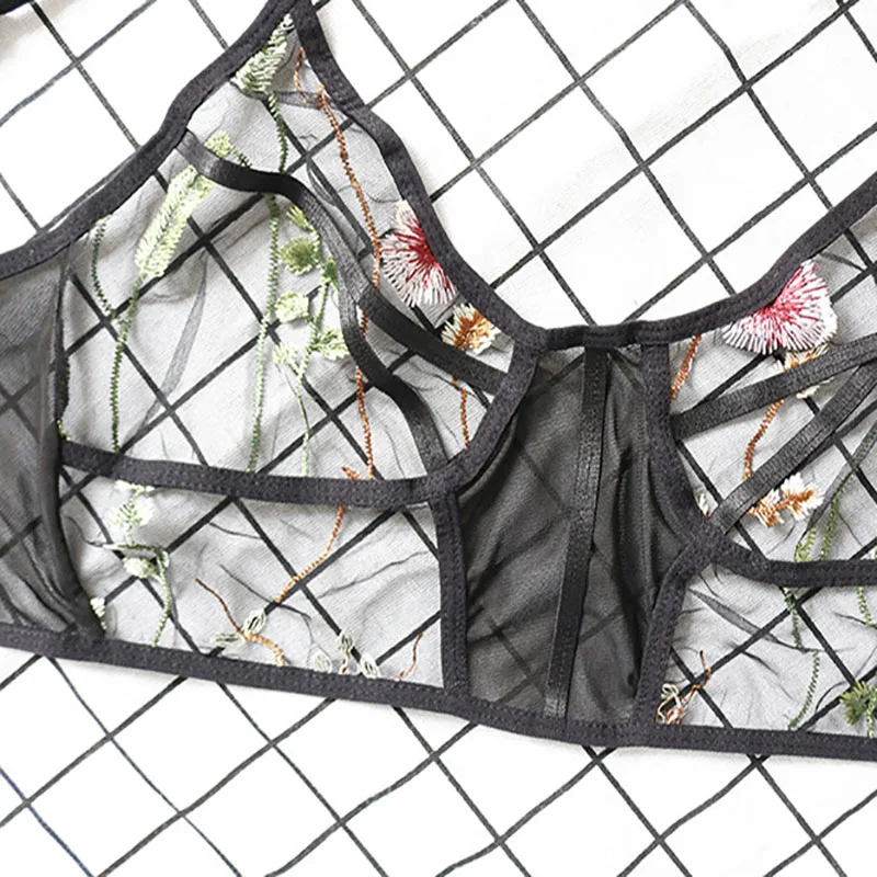 Feminino пикантные transparente sutiã de renda terno bordado babydoll дамское нижнее белье erótica conjunto, с милыми лисами, сексуальное женское белье, танга, размера плюс mulher; Туфли на каблуке
