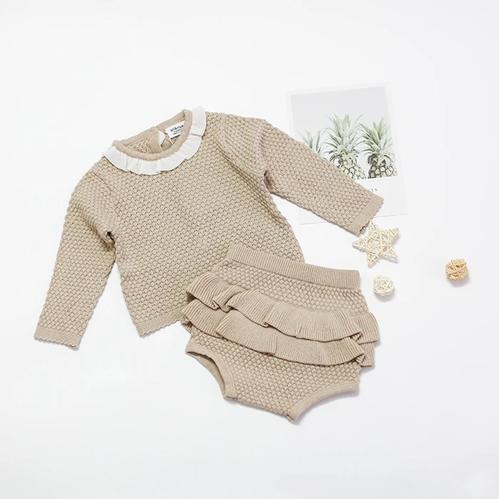 Baby Girls Boys Clothing Sets Spring Autumn Fashion Baby Girls Clothes Long Sleeve Knit Sweater+Shorts Sets of Children