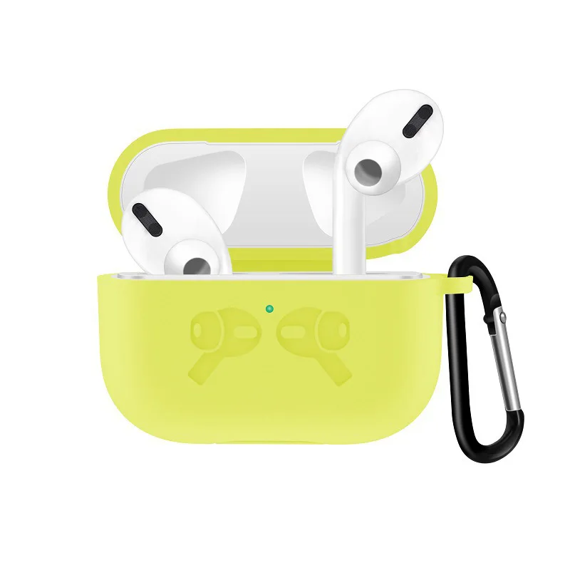 Чехол для Apple AirPods Pro, яркие цвета, зарядная коробка, портативный защитный силиконовый чехол для наушников, Чехол Air Pods 3, чехол Fundas с крючком - Цвет: yellow