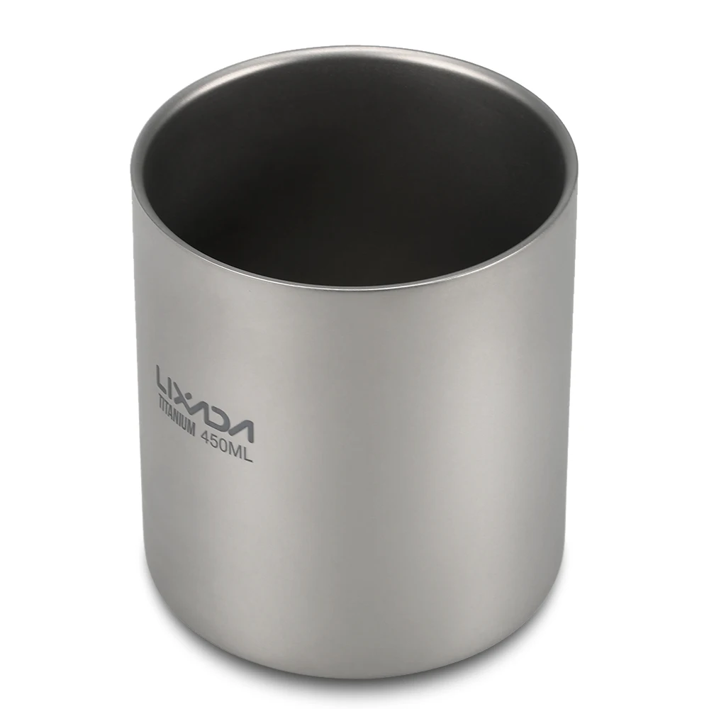 

Hot New 450ml Titanium Cup Double Wall Insulated Water Cup Outdoor Camping Hiking Picnic Tea Cup Coffee Mug Titanium Tableware