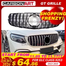 GLC X253 AMG style Front Racing Mesh Grill for MB X253 GLC200 GLC250 GLC300 GlC450 Sport Version Silver 2016+
