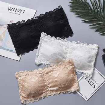 

A- line Peri Strapless Boob Tube Top Plus-sized Lace Underwear female anti-glare bottoming girl beautiful back wrapped chest