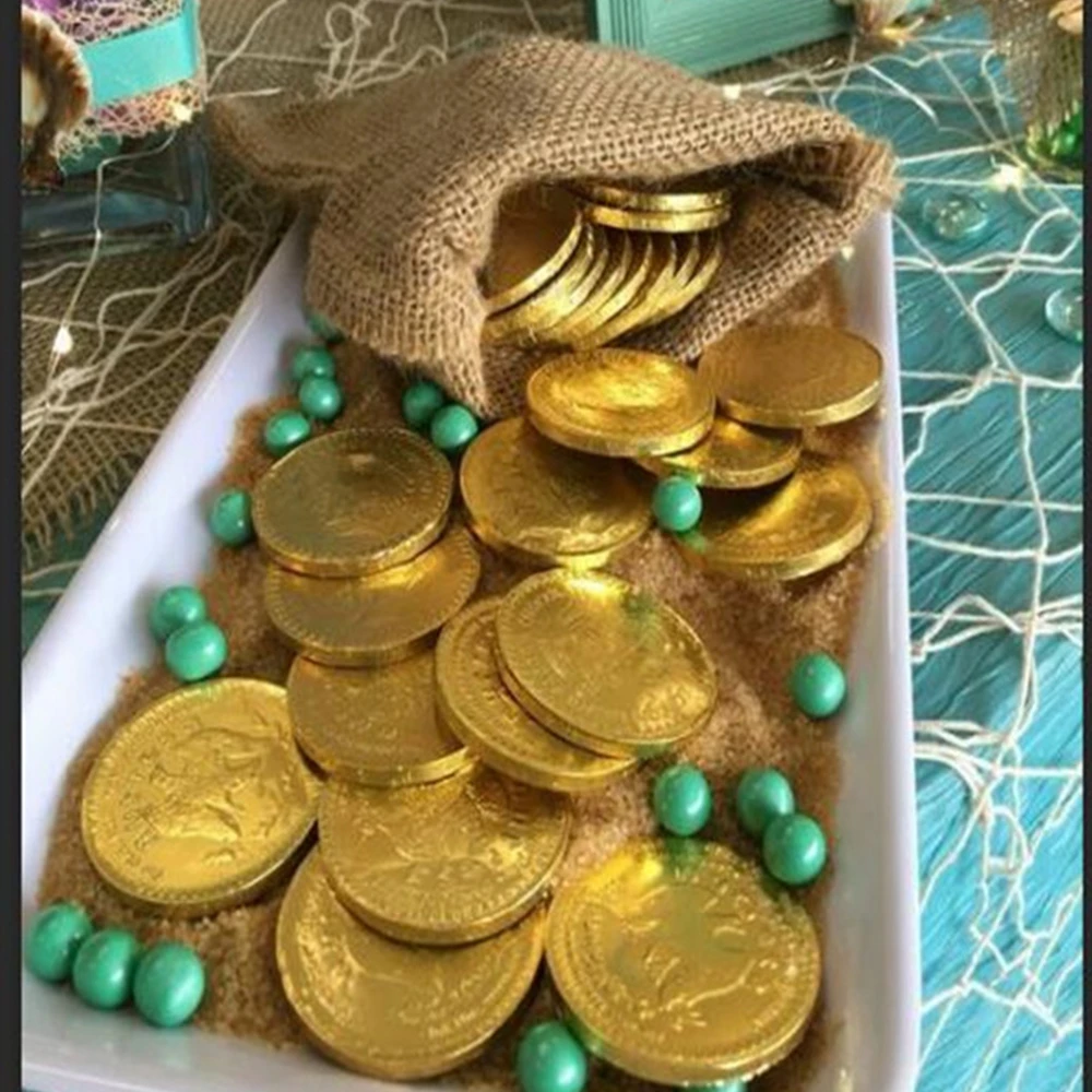 

50Pcs/Pack New Skull Pirate Gold Coins Game Coin Prop Happy Halloween Event Party Decorations Favors Treasure Coins Fake Plastic
