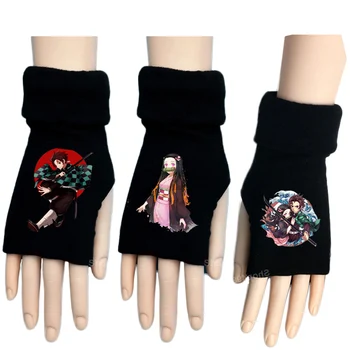 

Demon Slayer Anime Cosplay Accessories for Man Women Cotton Knitting Wrist Gloves Mitten Fingerless Gloves Christmas Gift