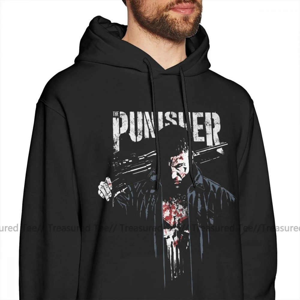 Billige Punisher Hoodie Jon Quesada Abdeckung Kunst Hoodies Streetwear Große Pullover Hoodie Beliebte Herbst Baumwolle Schwarz Lange Männlichen Hoodies