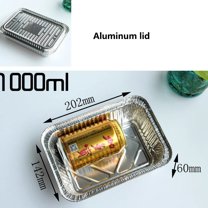 1000ml 10sets ZEQIU одноразовая жестяная фольга коробка с крышкой барбекю пиццы выпечки хлеба подходит для барбекю Ресторан пиццерия семейный ужин - Цвет: 1000ml 10sets