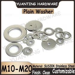 3Pcs-30Pcs SUS304 Stainless Steel Plain Washer M10 M12 M14 M16 M18 M20 Thickness 0.5mm/0.8mm/1.0mm GB97 DIN125 Shim Gasket