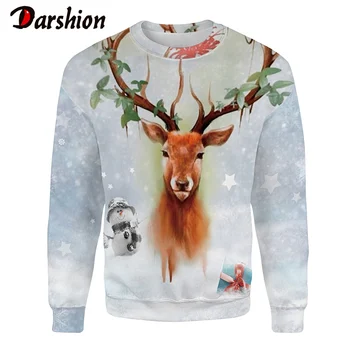 

Christmas 3D Print Pullover Men Casual Elk Print Autumn Winter Sweatshirt Men Women Hoodie Warm Clothes Couple wear
