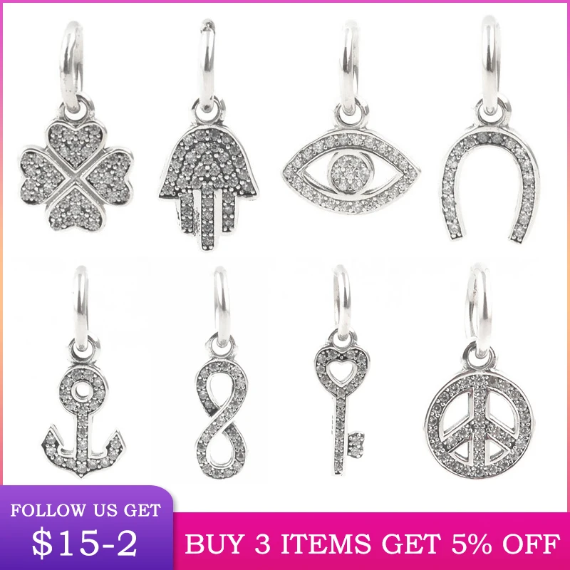 

LByzHan 100% 925 Sterling Silver 11 Style Wing Eyes Infinity Charms Beads Fit Original Bracelet For Women DIY Jewelry S108