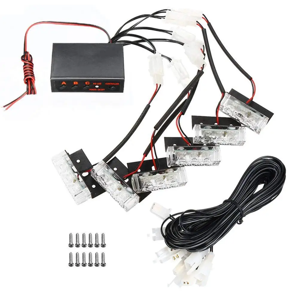 Emergency Light Car Strobe Light 12V LED Emergency Flashing light Vehicle Car Front Deck Grille Strobe light Police Hazard Warning lamp Daytime running lights