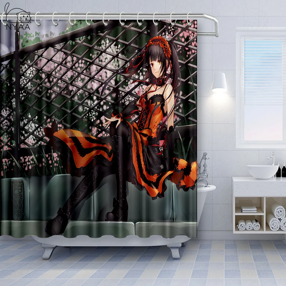 NYAA Date A Live Tokisaki Kurumi занавеска для душа утолщенная 12 крючков ванной