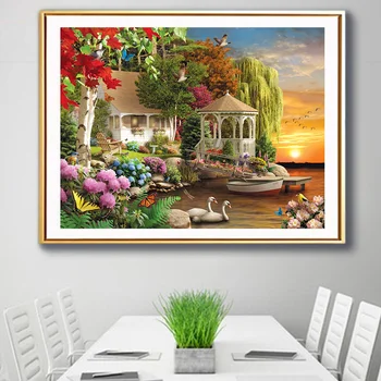 

5D Diy Diamond Painting "Garden & house"Full Square Drill Diamond Embroidery Mosaic Picture Rhinestone Cross Stitch Decor Gift