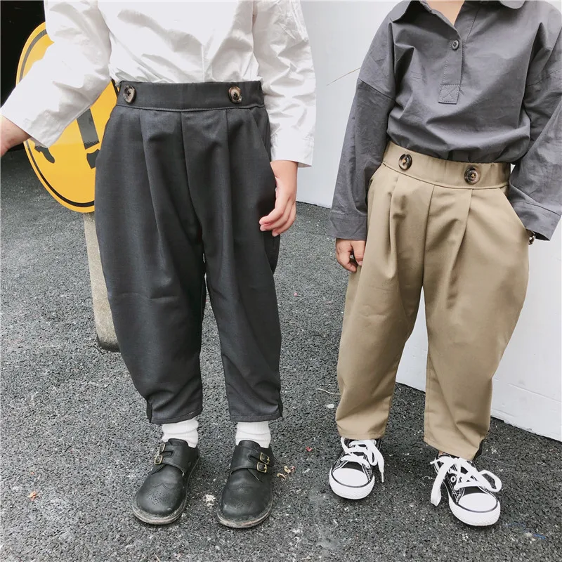 

Crawler 2019 Autumn Korean-style Men And Women Children Drape Baggy Pants Children Western Style Type Is Textured Casual Pants