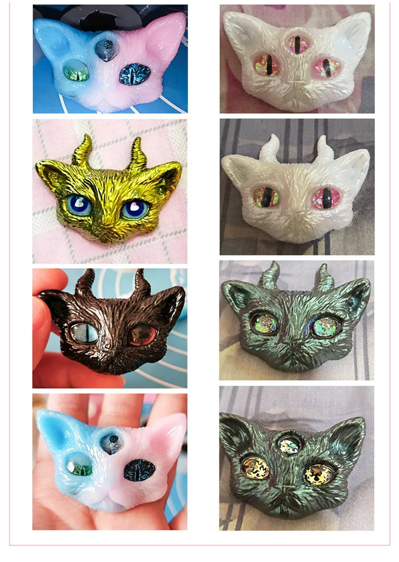 Новая прозрачная силиконовая форма, 2/3-eye Devil Cats Head, форма для изготовления ювелирных изделий, сделай сам, ремесло, смола, эпоксидный клей, форма для DIY, опора для ювелирных изделий