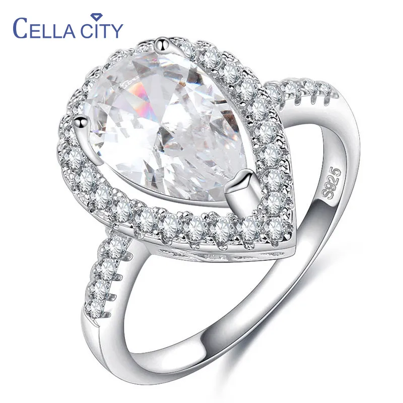 Cellacity Delicate Water Drop Shaped Silver 925 Jewelry Gemstones Ring for Women Size5,6,7,8,9,10 AAA Zircon Female Wedding Ring Cellacity Delicate Water Drop Shaped Silver 925 Jewelry Gemstones Ring for Women Size5,6,7,8,9,10 AAA Zircon Female Wedding Ring