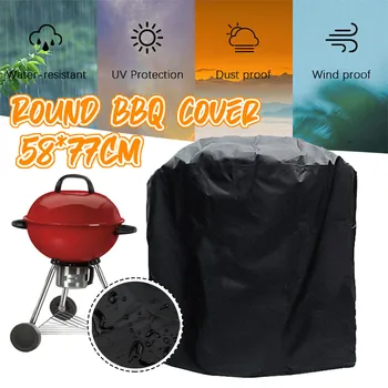 

Waterproof BBQ Grill Cover Round Black Dustproof Protective Cover for Gas Charcoal Electric Barbeque Accessories Outdoor Garden