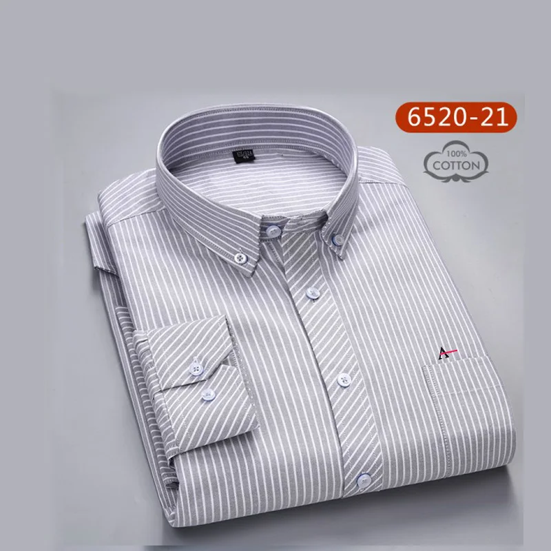 Новинка года. Качественные мужские рубашки в полоску ARAMY Camisa. Мужские рубашки с вышивкой - Цвет: 6520-21(2)