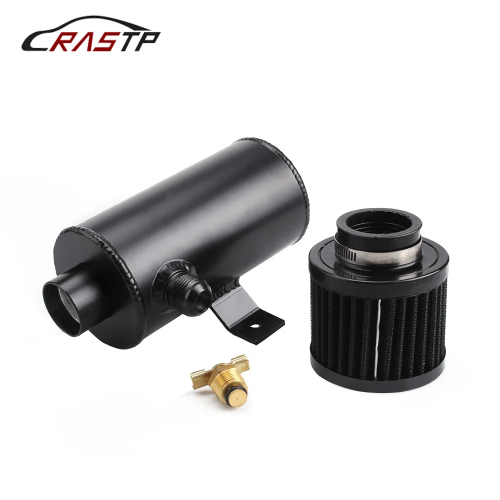 

Universal AN10 Aluminium Car Baffled Engine Oil Catch Tank 750ml oil catch can with Twin Port Breather Filter Kit RS-OCC035