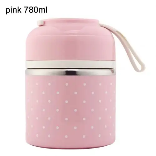 Pink 780ml Горячая 780/1230 мл портативный тепловой Ланч-бокс Герметичный для бэнто, пикника контейнер для еды - Цвет: Pink 780ml