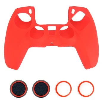

Skin Gamepad Soft Cover Styling Controller Case Dustproof With 4 Thumb Grip Caps Anti Slip Silicone Protective For PlayStation 5