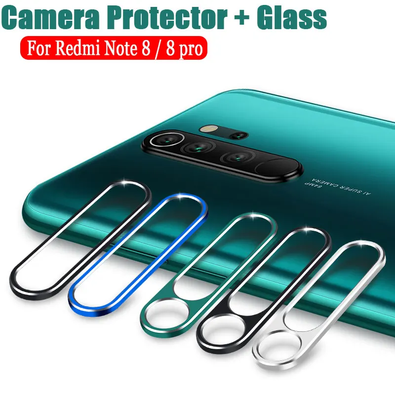 Кольцо для объектива камеры+ заднее закаленное стекло для Xiaomi Redmi Note 8 Pro металлический защитный чехол для камеры для Redmi Note 8 заднее стекло