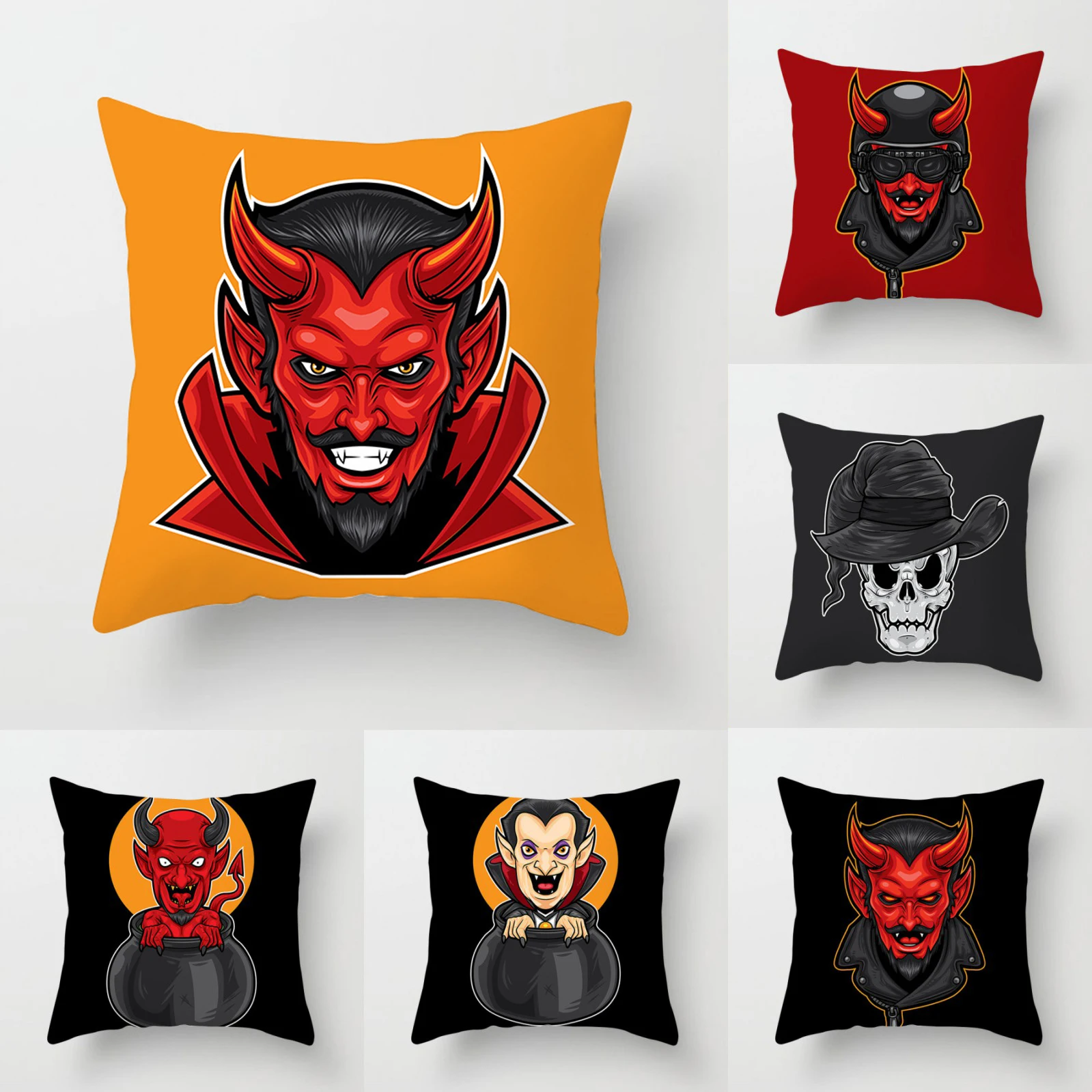 

Halloween Day Skull Pillow Cushion Throw Cover Waist Home 18'' Polyester Sofa Case Decor