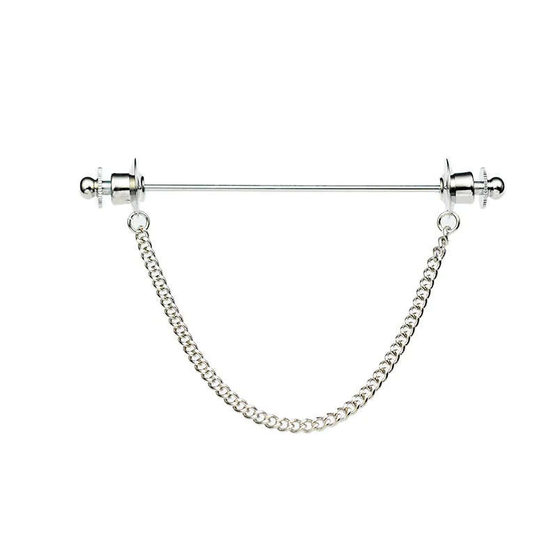Silver Single Chain Французский воротник рубашки игла брошь предотвращает воздействие унисекс Бизнес Свадебная церемония медь бахрома из цепочек классический высокое качество - Окраска металла: Silver Single Chain